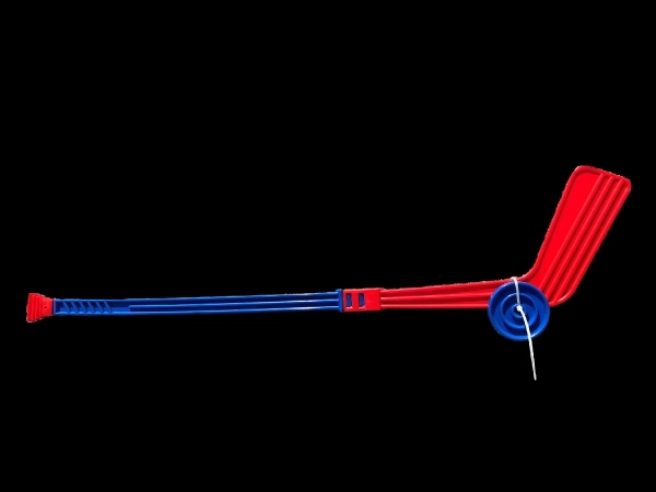 Bâton de hockey en plastique avec palet 74cm mélange de couleurs
