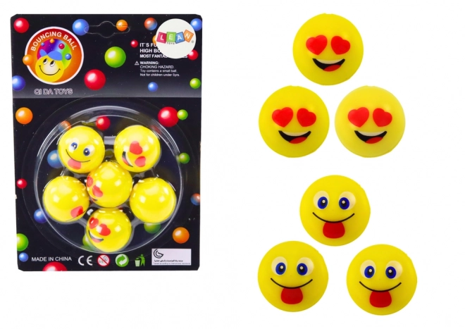 Ensemble de 6 balles rebondissantes Emoji jaunes