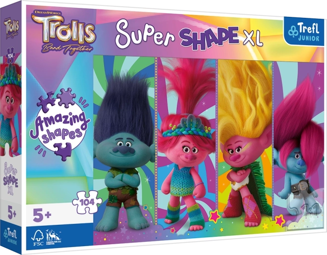 Trefl puzzle Super Shape XL Trolls : jeux de trolls 104 pièces
