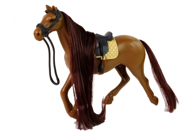 Figurine de cheval avec crinière coiffable et accessoires