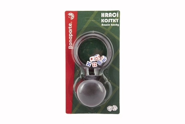 Dés à lancer 6 pcs avec gobelet en plastique sur carte 11x21x6,5cm
