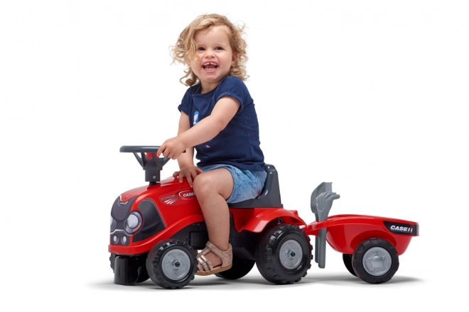 Tracteur à pédales Baby Case IH rouge avec remorque