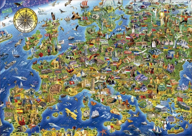 EDUCA Puzzle Carte folle de l'Europe 500 pièces