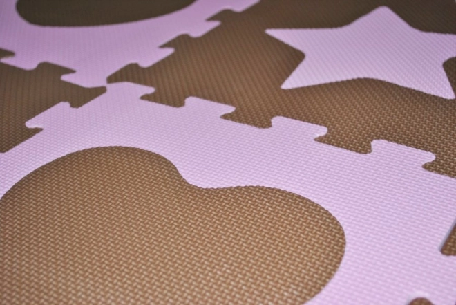 Puzzle en mousse étoiles et cœurs roses