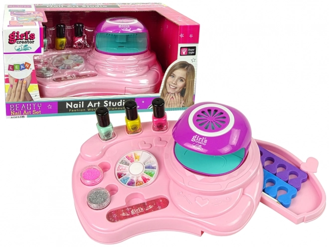 Ensemble pour enfants de décoration d'ongles avec paillettes et lampe