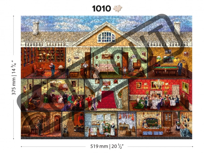 Puzzle en bois Woodland City - Manoir victorien 2 en 1, 1010 pièces EKO