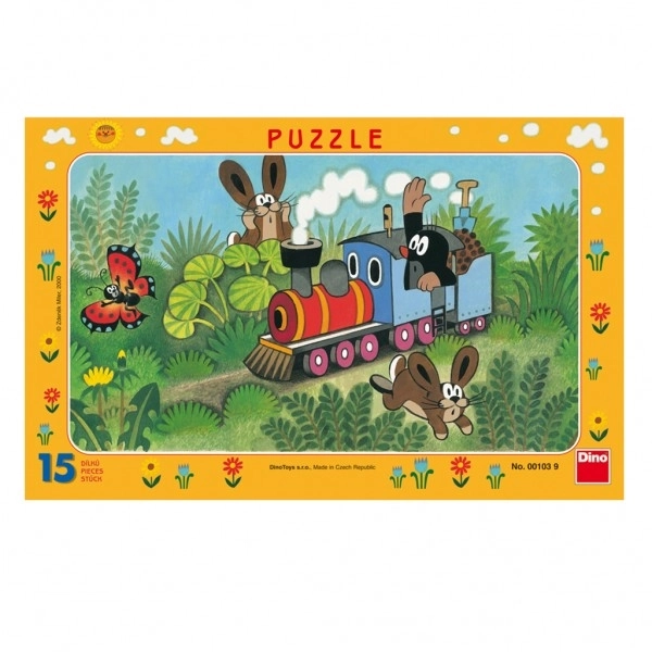 Puzzle en carton Petit Taupe et la locomotive 29,5x19cm 15 pièces