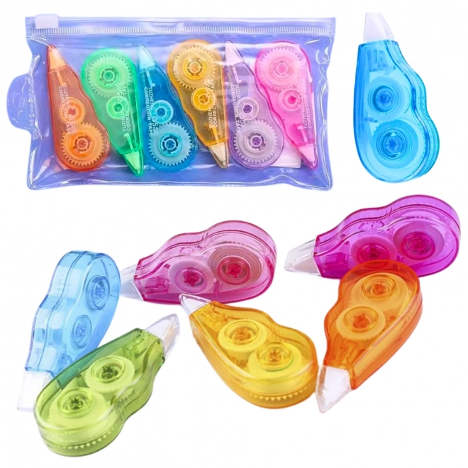 Ensemble de rubans correcteurs colorés avec étui à fermeture éclair 6 pcs