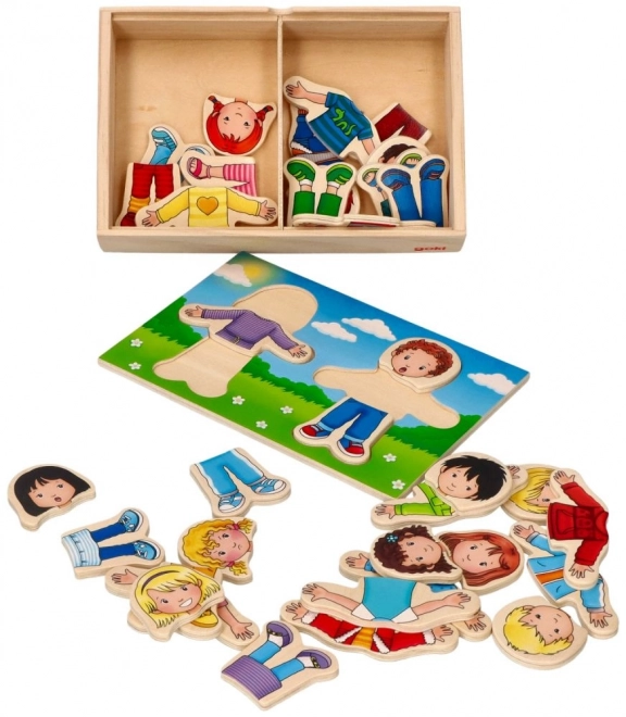 Puzzle en bois pour enfants Habillage avec garçon et fille