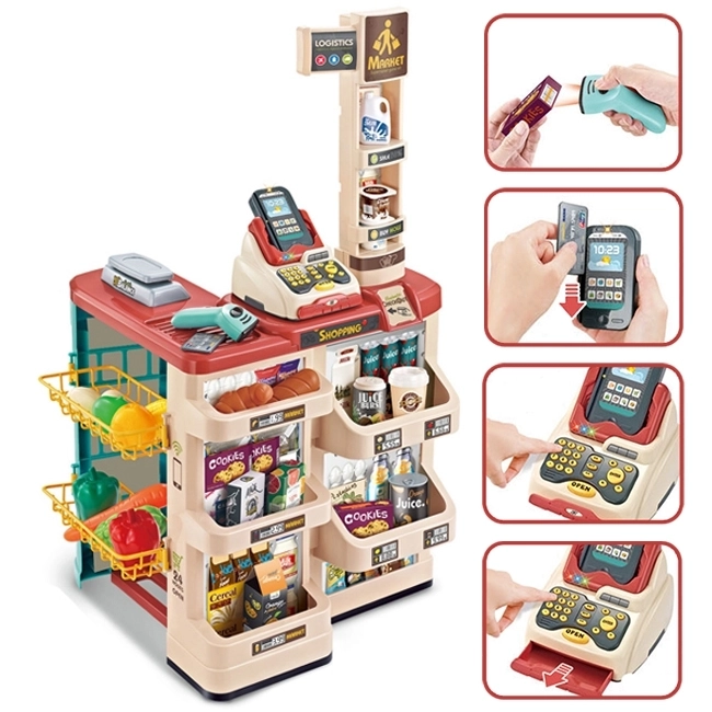 Supermarché avec chariot et scanner
