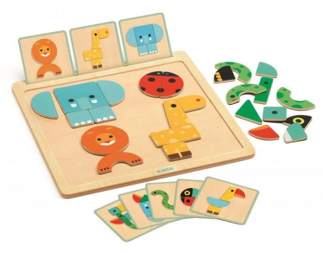 DJECO Puzzle magnétique en bois Visages d'animaux