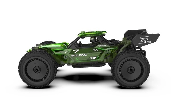 Buggy RC en plastique 22cm kit 24MHz à piles vert dans une boîte 34x25x7cm