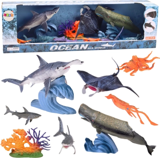 Set de figurines d’animaux marins avec éléments mobiles