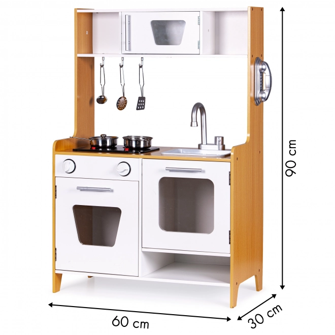Cuisine en bois pour enfants avec brûleurs multimédias ECOTOYS