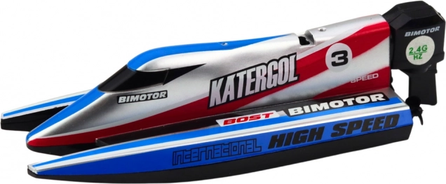 Bateau à moteur télécommandé bleu-argenté 14 cm