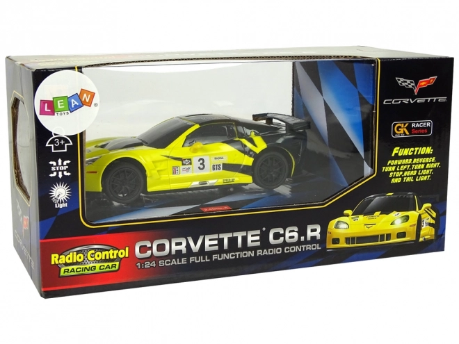 Voiture de sport R/C 1:24 Corvette Jaune C6.R 2.4 G lumières