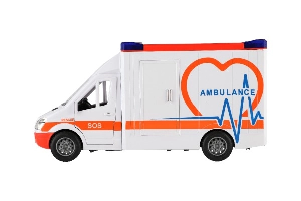 Ambulance Jouet en Plastique 28cm avec Brancard et Roue Libre avec Lumière et Son