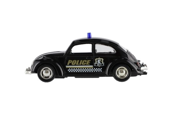 Voiture de police rétro 11cm en métal/plastique à rétrofriction sur batterie avec lumière 4 types