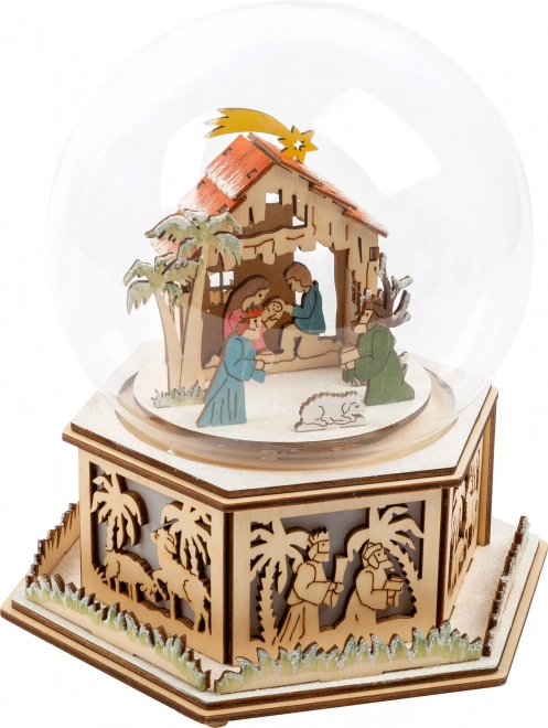 Boule à neige en Bois de Modèle Crèche avec Boîte à Musique