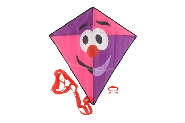 Cerf-volant clown volant nylon 78x86cm rose-violet dans un sac en tissu 11x90x2cm