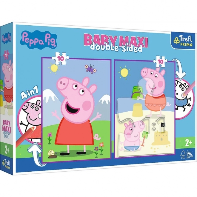 Bébé MAXI 2x10 pièces puzzle La journée joyeuse de Peppa, Petit Cochon Peppa