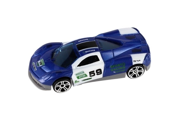 Voiture de sport 6 pièces métal/plastique 8cm à roue libre en boîte 10,5x27,5x4cm