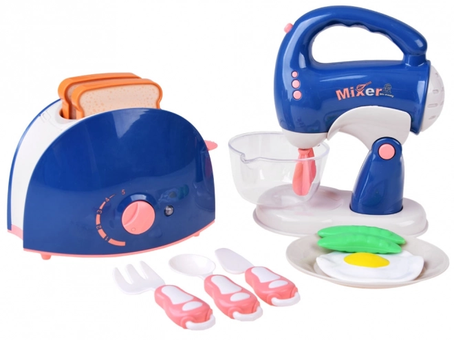 Ensemble cuisine enfant avec mixeur et grille-pain
