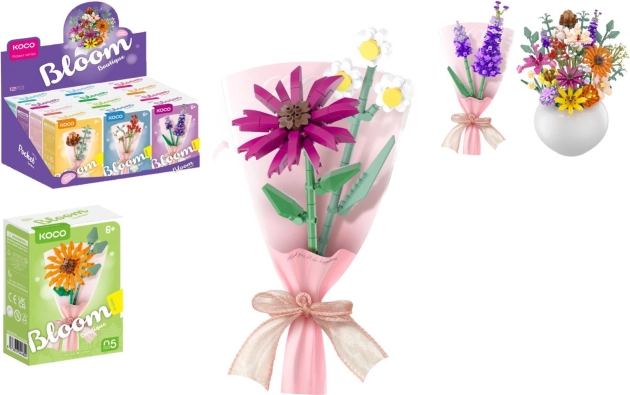 Jeu de construction KOCO mini bouquet en briques pour petit vase, assortiment de variétés