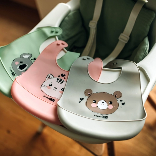 FreeON bavoir en silicone Ourson, gris