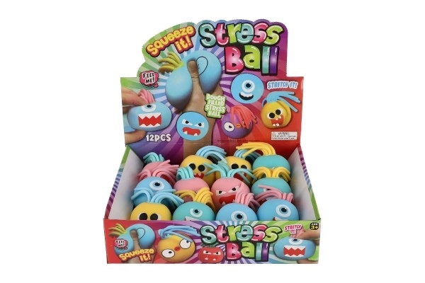 Balle avec visage et franges anti-stress pâte à modeler 6cm 4 couleurs