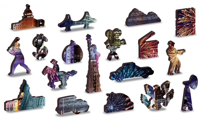 Puzzle en bois New York nocturne 2 en 1