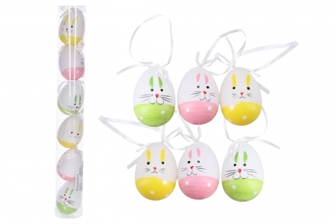 Œuf décoratif plastique coloré 6 cm dans un tube, 6 pièces