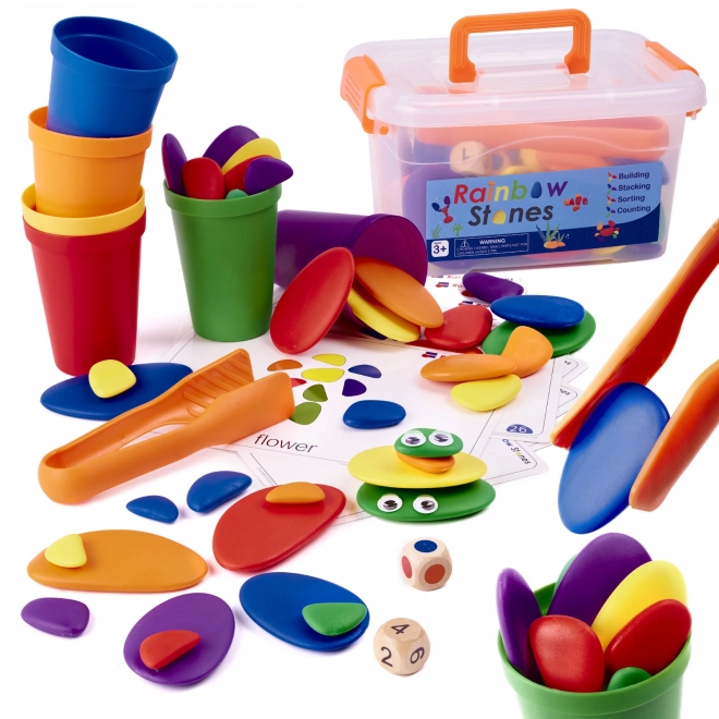 Ensemble Montessori de Pierres Colorées Créatives 65 pcs
