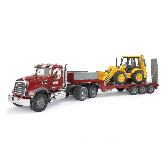 Camion Bruder MACK Granit avec remorque et tracteur JCB