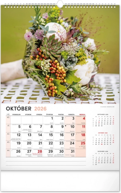 Calendrier mural Fleurs 2026