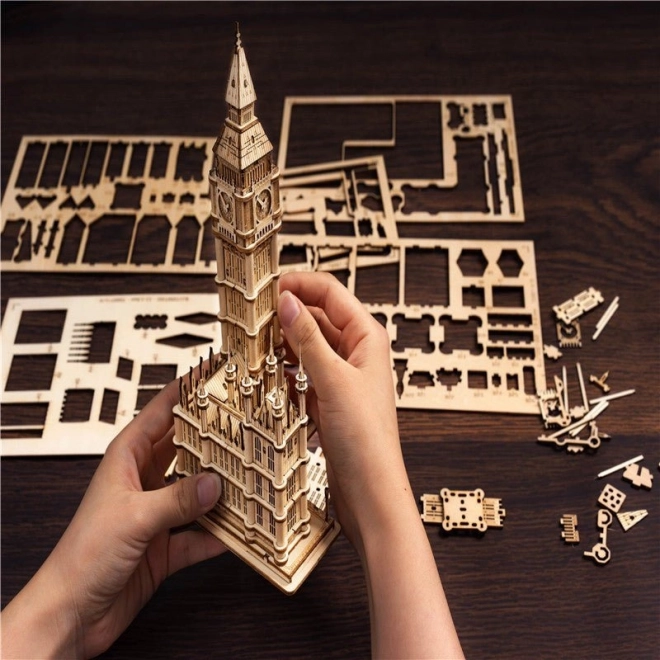 Puzzle 3D en bois RoboTime Tour de l'horloge Big Ben éclairée
