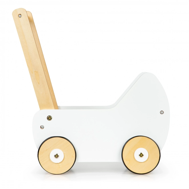 ECOTOYS Chariot en bois pour poupées blanc