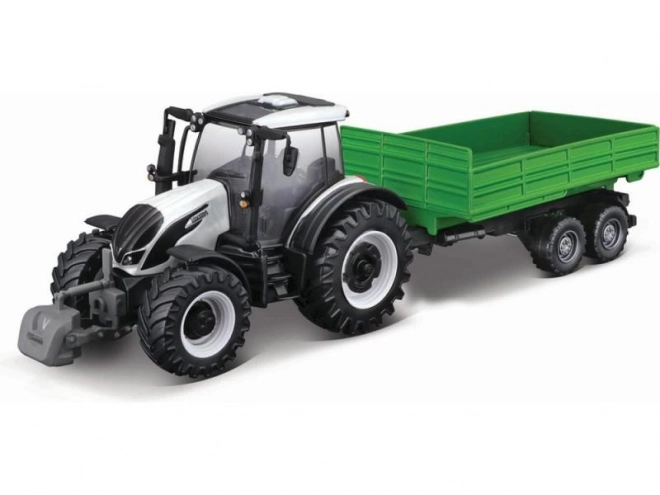 Tracteur Bburago Farm 10cm avec Remorque - Valtra N174 - Remorque Basculante