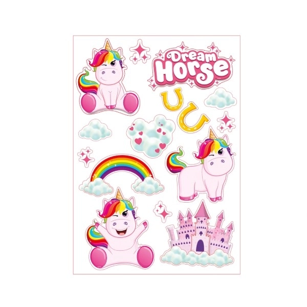 Autocollants muraux licorne XXL 3D dans un sachet 38x63cm