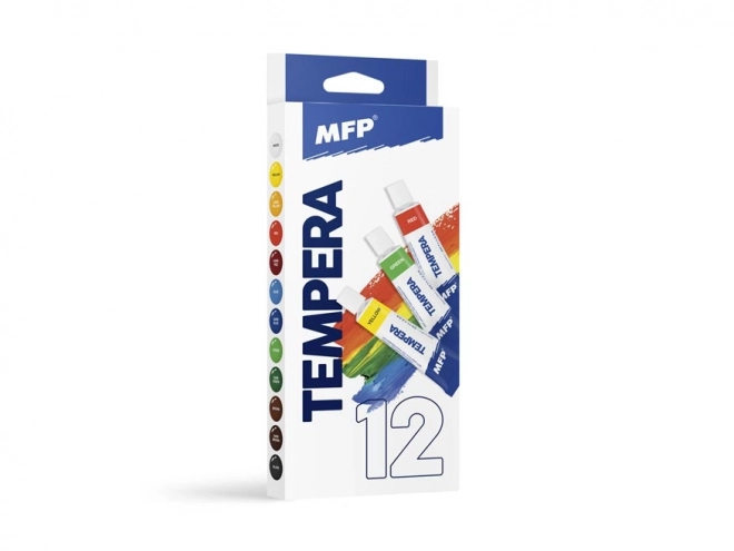 Peintures à la détrempe 12 pcs 12ml dans une boîte 10x25x2cm