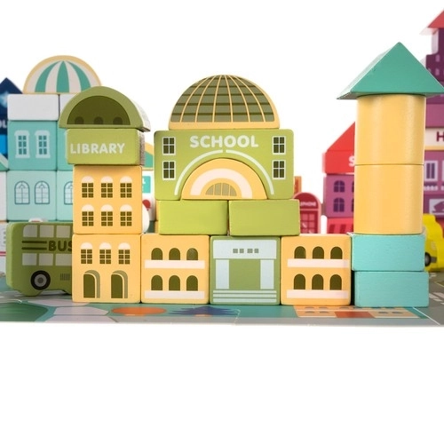 Ville en bois - Blocs colorés Kruzzel pour enfants