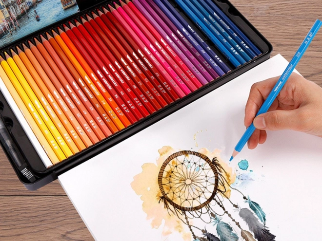 Ensemble de crayons aquarelle 72 couleurs dans un boîtier en métal