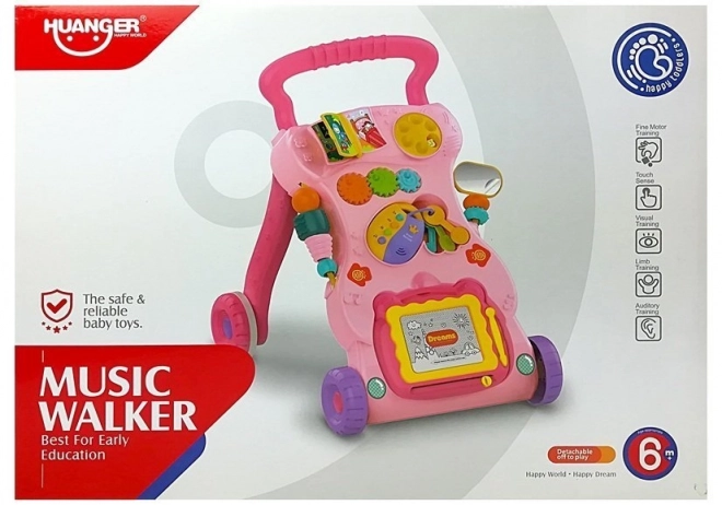 Trotteur pour enfants avec tableau à dessin Rose
