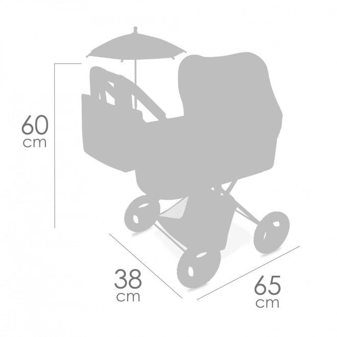 Poussette pliable pour poupées avec pare-soleil et sac Verona 60 cm