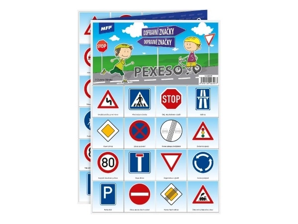 Pexeso en papier Panneaux de signalisation jeu de société 32 paires d'images 21x30cm