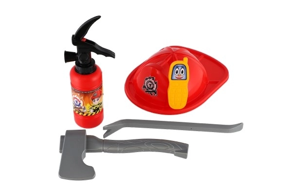 Ensemble de pompier avec casque et équipement de pompier