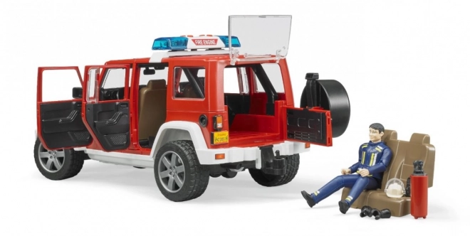 Jeep Wrangler de pompier rouge avec figurine et accessoires