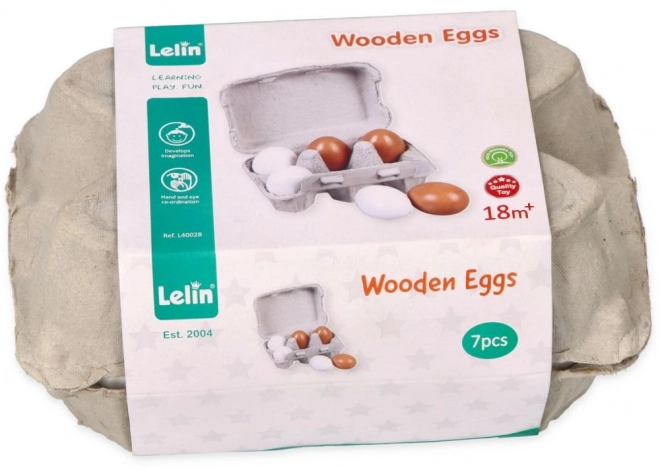 Œufs en bois dans une boîte de 6 pièces