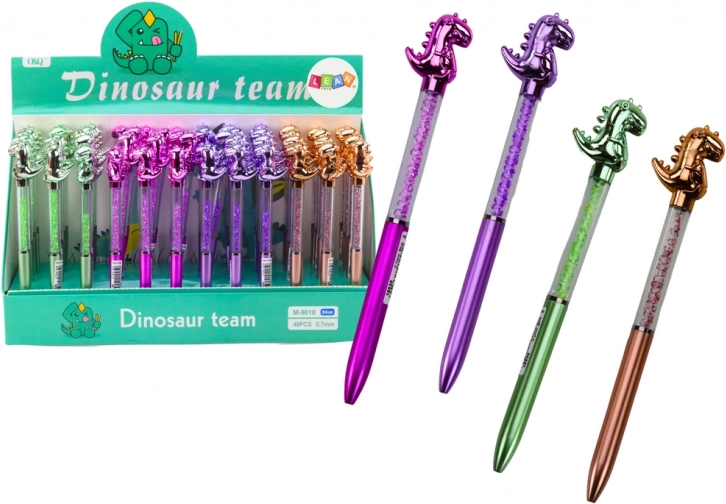 Stylo à bille avec dinosaure, strass scintillants, encre bleue 0,7 mm, assortiment de couleurs