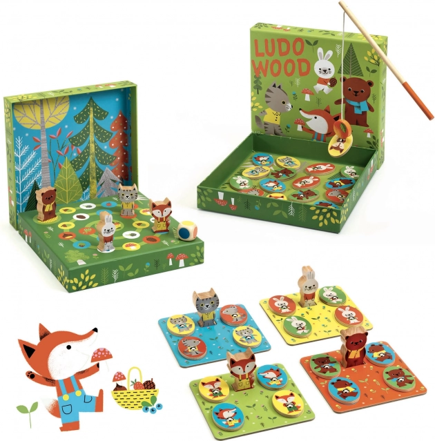 Djeco ensemble de 4 jeux Ludo Wood